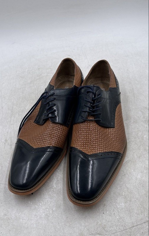 Stacy Adams Mens Black Brown Leather Lace-Up Derby Dress Shoes Size 10.5M