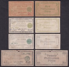 4 pcs. US Philippines 1- 20 Pesos NEGROS WW2 Emergency Currency Ser. 1943