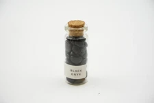 Natural Black Onyx Tumbled Stones in Glass Bottle – Protective Healing Crystal