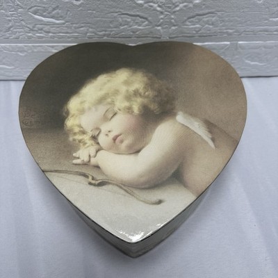 Vintage Heart Keepsake Box Bessie Pease Gutmann Cherub Romantic Cottage Decor