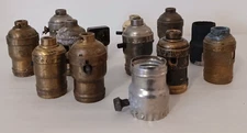 Vintage Lot of Brass/Bakelite Lighting Parts (13) Pieces