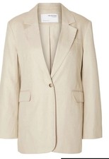 SELECTED FEMME Sine Oversized Cream Blazer Single Breast SIZE UK 16 44 rrp £155