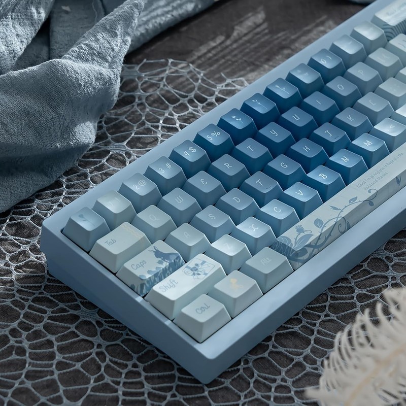 152 Keys Custom PBT Dye Sub Keycaps Cherry Profile Blue Rose Keycap Set Fit for