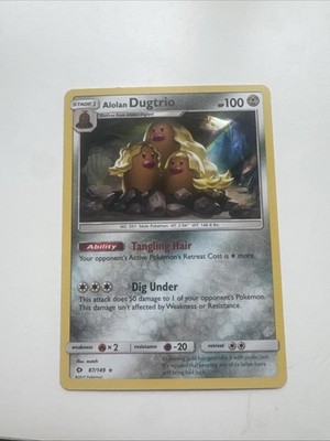 Pokémon TCG Alolan Dugtrio Holo Card 87/149 Sun & Moon