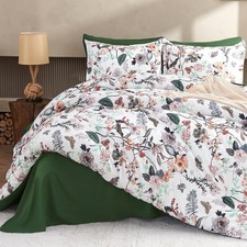 LLDSYW 7 Piece King Comforter Set, Green Butterfly Floral Comforter Set Flowers