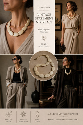 Vintage Knochenkette 30er Statement Necklace Bone Art Deco 40er