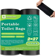 108 Portable Toilet Bags, Biodegradable Camping Toilet Bags 8 Gallon Thickene...