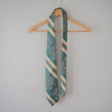 Vintage 80s Teal Striped Textured Classic Men's Retro Spring Classy Preppy Tie
