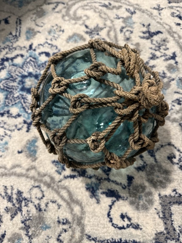 29” Antique Japanese Glass Float Aqua Blue