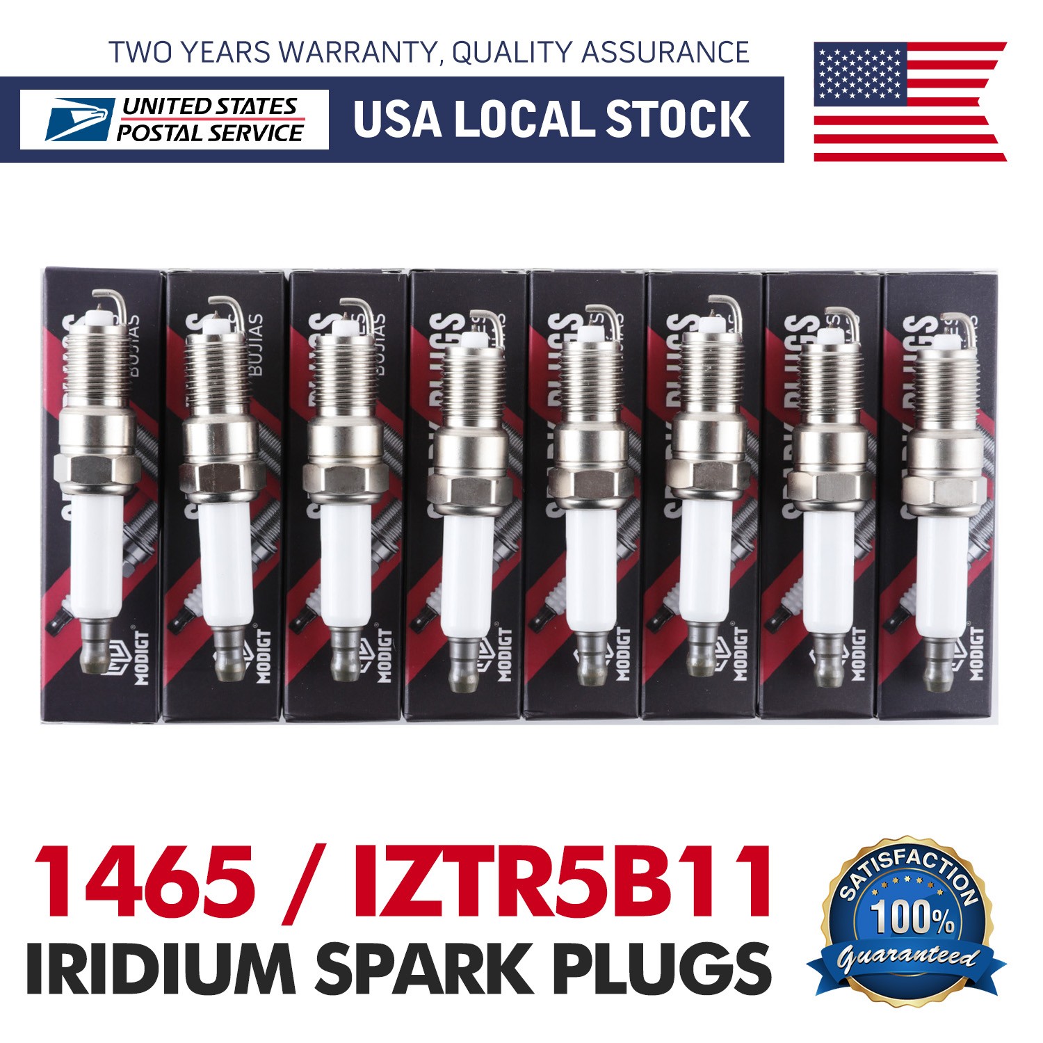 8 pcs -  For NGK Laser Iridium Spark Plugs OEM # 1465 - Premium Set IZTR5B11