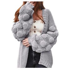 Oversized Cardigan Knitted Cute Chunky Sweaters Wrap Long Pom Open Front Knit