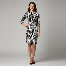 Trina Turk Geo Abstract Polka Dot Shift Sheath Dress Size 4 Classic Career 
