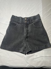 VTG 80/90  s Women  s Express Black Denim High Rise Mom Jean Short 7 a4 