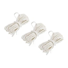 3.28Yard 3mm Flat PU Leather Cord Braiding String for DIY Craft White 3Pcs