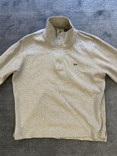 Lacoste Men's Gray Quarter Zip Sweatshirt Pullover FR 4 Medium 100 Cotton