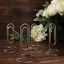 GOLD 5 Sign Holders 5" Paperclip Metal Table Number STANDS Party Decorations