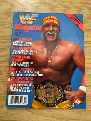 Revista WWF WWE julio 1989 Hulk Hogan Zeus salvaje guerrero grosero Fuji con funda - Imagen 1 de 8