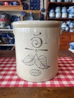 Antique 5 Gallon Red Wing Union Stoneware "Elephant Ear" Crock (Black Stamp)
