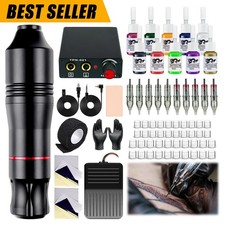 Tattoo Kit Complete for Beginners Pen Machine with Power Supply Needles Wireless