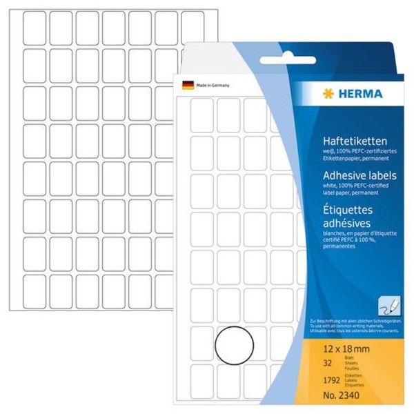 Herma 2340 Vielzwecketiketten 12X18Mm Papier Matt Selbstklebend 1792 StüCk Weiß-image