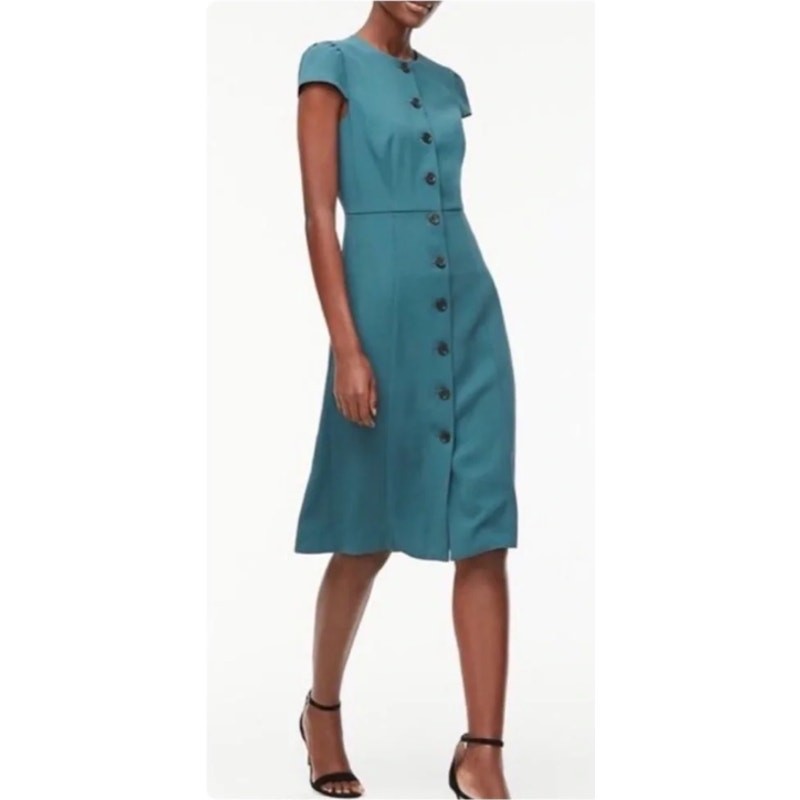 J.Crew Teal Green Cap Sleeve A-Line Midi Dress Womens Size 12 NWT Lined