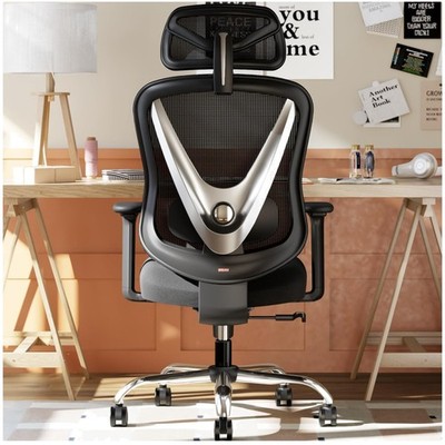 Stylish Black Office Chair with 3D Armrests & Lumbar Support