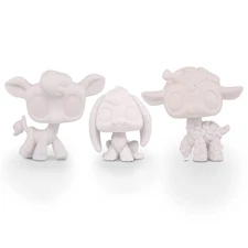 Custom 3pcs lps Pet Toys White Bases Rabbit Sheep Cow DIY Kid Play Great  Gift