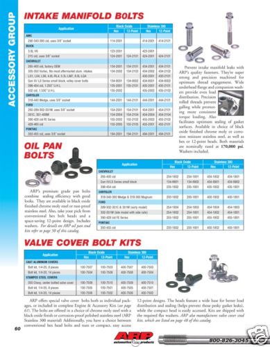 Kit de cubierta de válvula BBC ARP 400-7506 1/4-20" Juego de acero inoxidable de 14 @ TECNOLOGÍA DE VELOCIDAD - Imagen 1 de 1