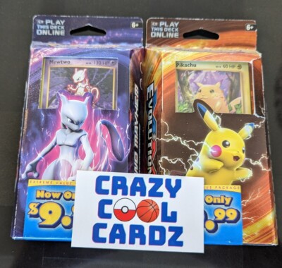  Pokemon Pikachu Power & Mewtwo Mayhem Theme Deck Sealed Cracked Ice Evolutions