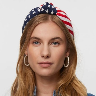 Patriotic Stars and Stripes Knot Headbands Nsxcdh Patriotic Flag Headband with Star and Stripe Print  main image 3