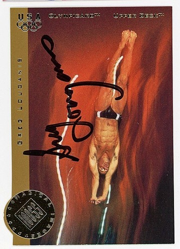 1996 -GREG LOUGANIS- GUARANTEED Signed/Autograph/Auto UD Olympics Insert Card