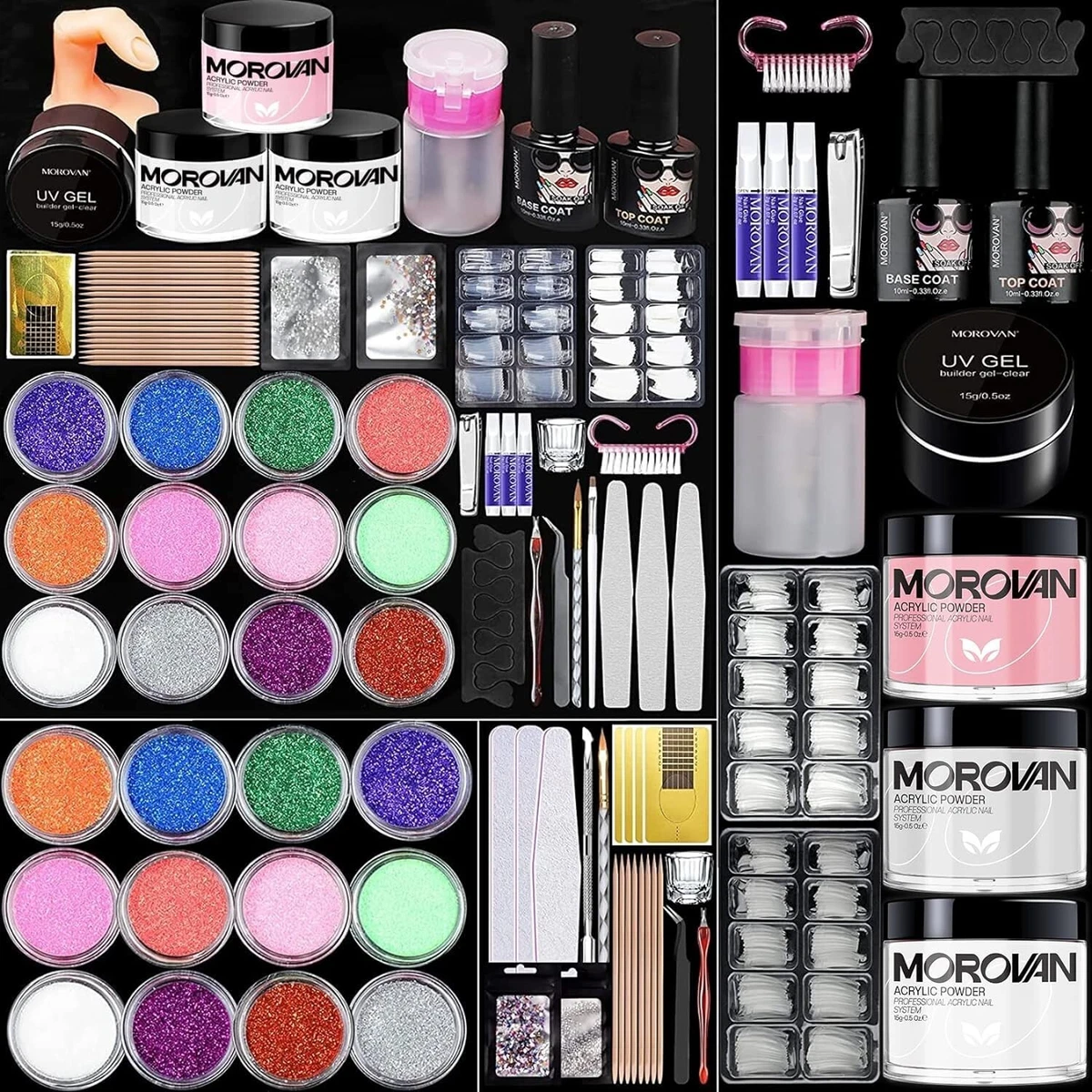 Morovan Acrylic Nail Kit with 12 Glitter Powder Set Professional