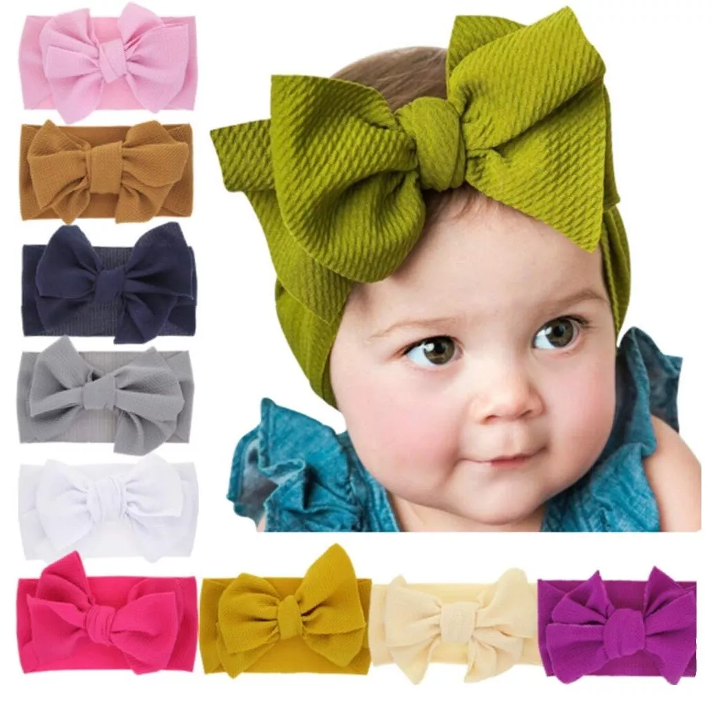 Adjustable Big Bow Baby Headband Top Knot Headbands Over Sized Bow Hair Newborn  Head Band Girl Large Hair Bows