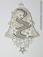 Plauener Spitze ® Fensterbild Weihnachtsglocke Sterne Winter Glocke Weihnachten