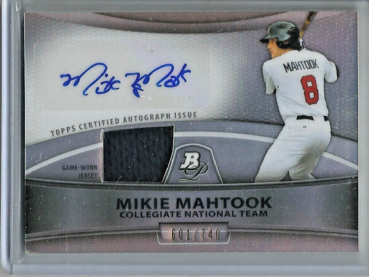 Mikie Mahtook 2010 Bowman Platinum Autograph Game Used Jersey #601/740
