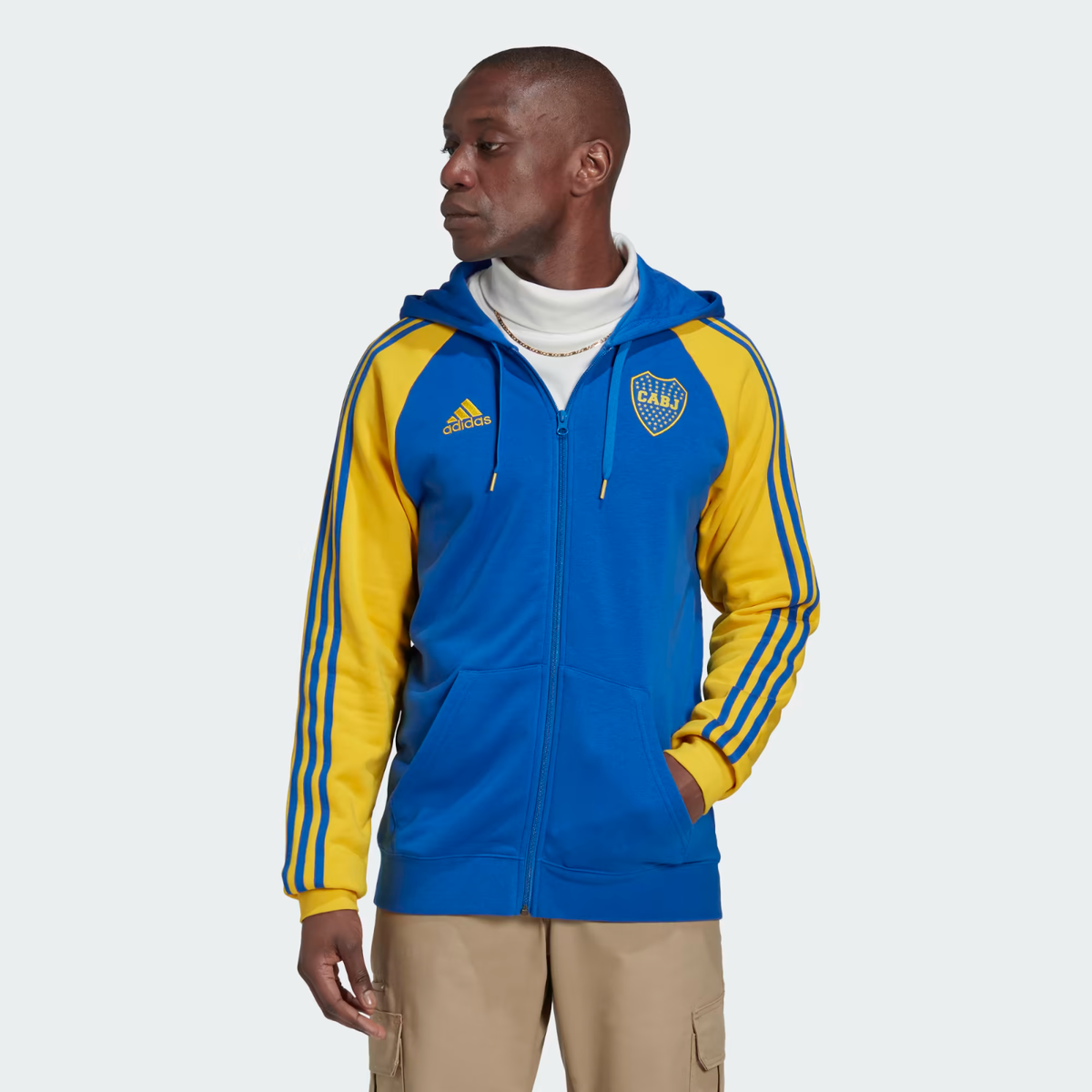 HOODIE JACKET BOCA JUNIORS 2023 - ADIDAS OFFICIAL HC0984 - SIZE XL