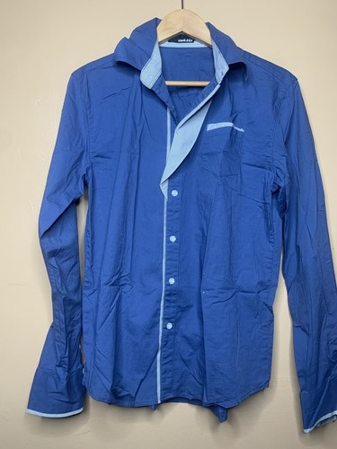 TheLees Men's Size XXL Dress Shirt Blue Button Down Long Sleeve Collared - Picture 2 of 19