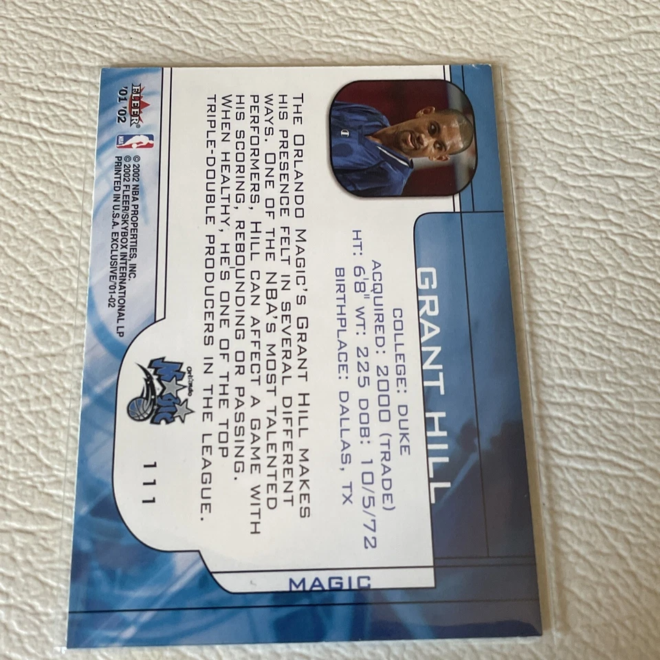 2001-02 Fleer Exclusive Members Only #111 Grant Hill Orlando Magic Card - Image 2 of 2
