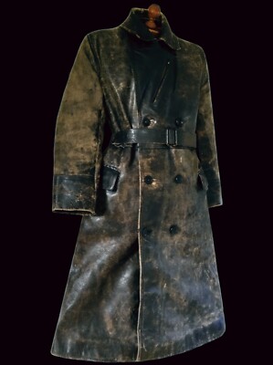 40s WW2 GERMAN LUFTWAFFE Leather Officers Trench Tanker Dispatch 40s WW2 GERMAN LUFTWAFFE Leather Officers Trench Tanker Dispatch