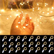 2-24 Pack 20LEDs 6.6ft Battery Operated Mini LED Copper Wire String Fairy Lights