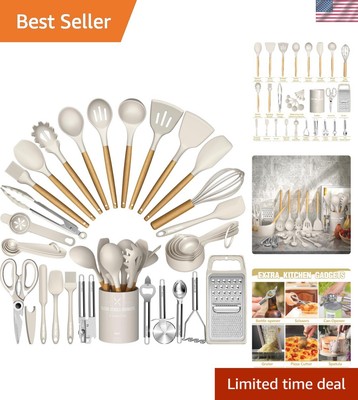 Complete 34-Piece Silicone Cooking Utensils Set with Holder for Modern Kitchens
