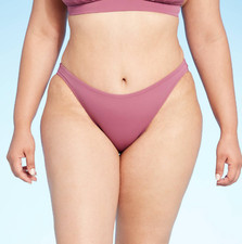 Women's High Leg Extra Cheeky Bikini Bottom - Shade  Shore, Mauve, Large