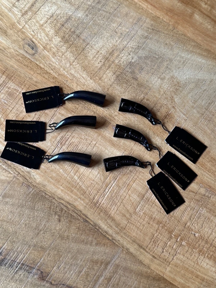 Juego de 3 pares de pinzas para el cabello y pasadores negros L. Erickson elegantes curvos nuevos con etiquetas Foto 2 de 4