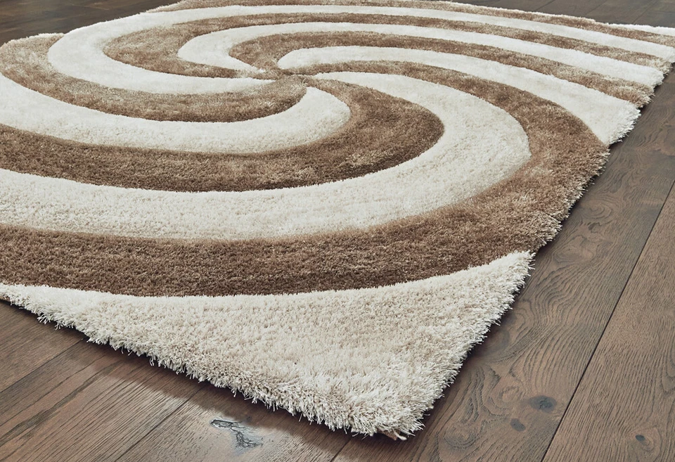 Alfombra geométrica United Weavers beige peluda/flokati remolinos vides 2100 21726 Foto 2 de 4