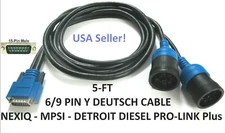 5FT 6/9 PIN Y DEUTSCH CABLE for NEXIQ MPSI DETROIT DIESEL PRO-LINK Plus 108004