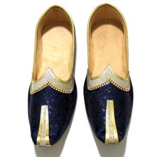 Men's Blue Jutti Handmade Traditional Mojari Shoes Jaipuri Rajasthani US Style