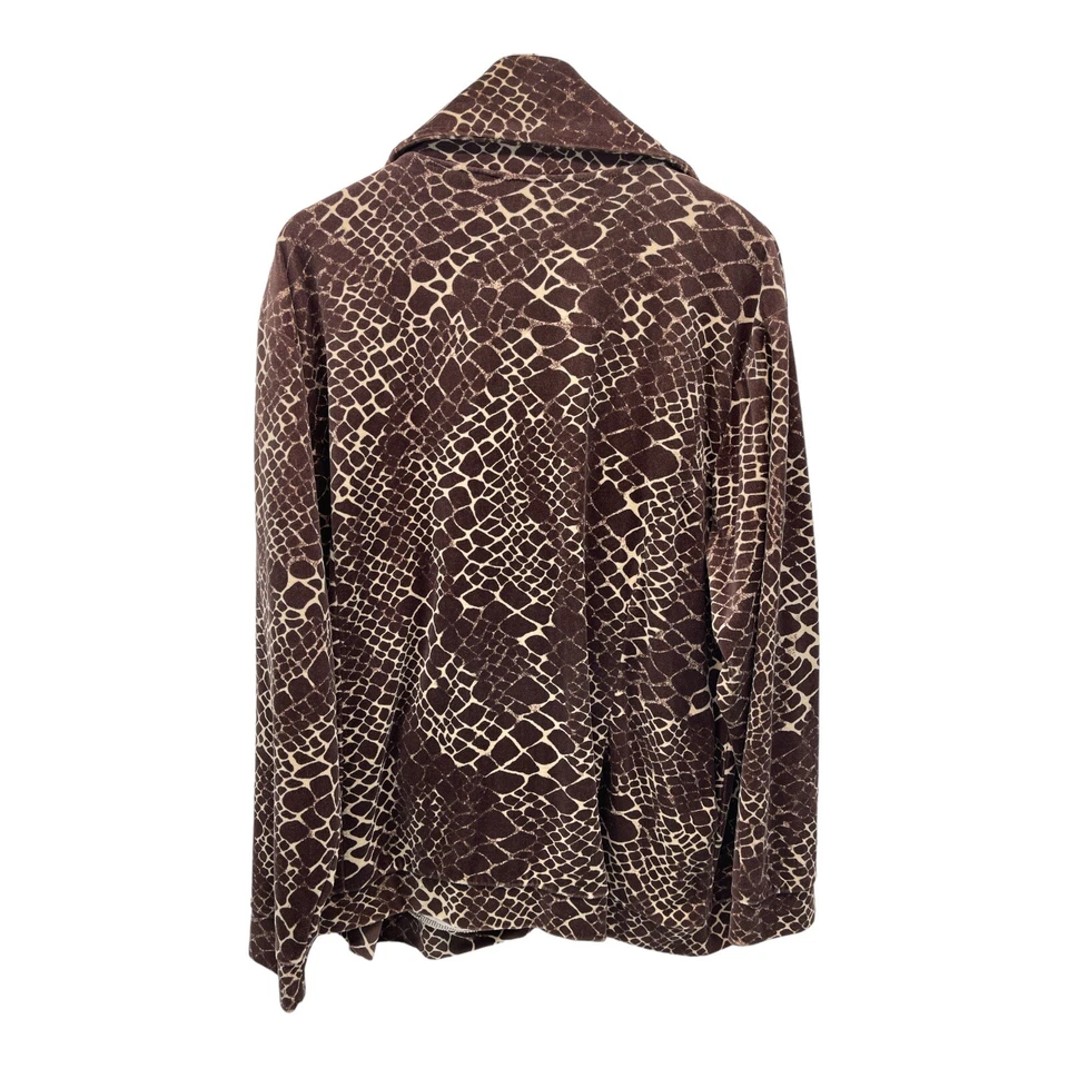 Chaqueta Jane Ashley para mujer estilo de vida informal 2XL patrón de cocodrilo marrón con cremallera Foto 4 de 4