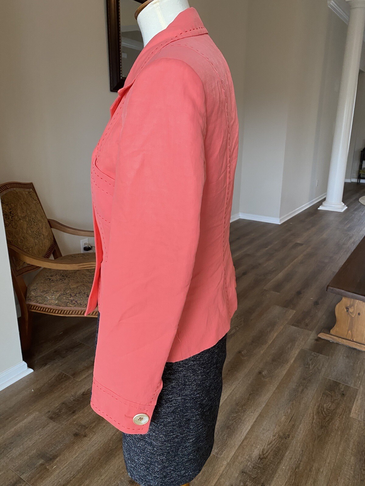 Talbots Collection Italian Linen Jacket Coral SZ 8 - Gem