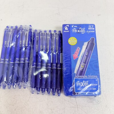 Box of 24 - Pilot FriXion Ball Clicker 0.7 Retractable Erasable Blue Gel Ink Pen