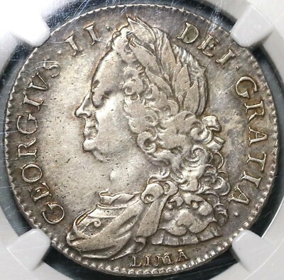 【超希少！】1746 イギリス ジョージ2世 銀貨 LIMA NGC AU53 1746 NGC VF 35 George II 1/2 Crown Great Britain Spain Lima Coin